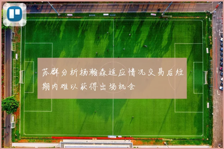 苏群分析杨瀚森适应情况交易后短期内难以获得出场机会